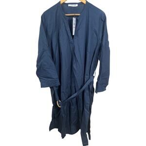 NWT Violeta By Mango 2XL Oversized Navy Blue Dress with Adjustable Belt
